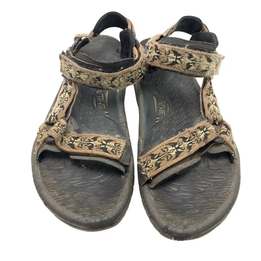 Teva 6575 Brown Black Sport Sandals Shoes Fisherman Dad Shoes Hiking Caming 10